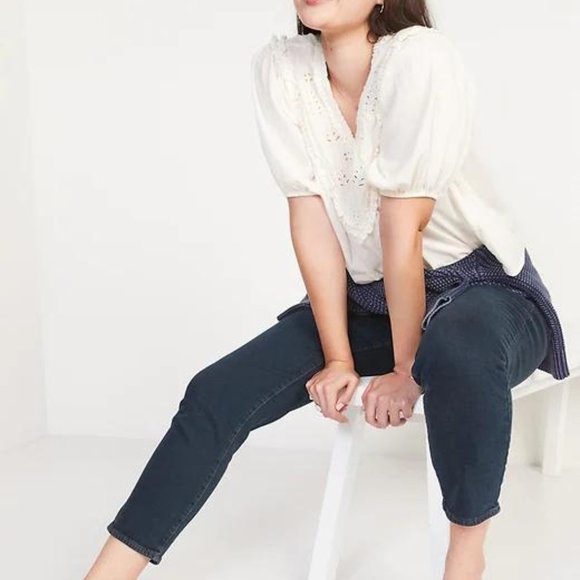 Old Navy High-Waisted O.G. Straight Dark Wash Jeans for Women New - Picture 4 of 8